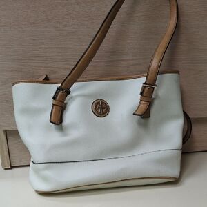 Elegant White and Tan Tote Bag